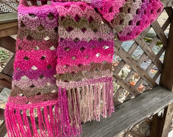 Cascade Inspired Scarf in shades of pink and tan