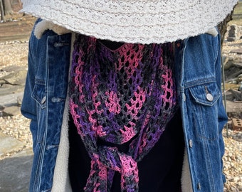 V Neck Scarf set of 3 in green multi, Sage green, and black, pink, purple multi