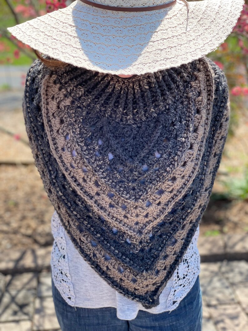 Textured Cowl Scarf with mock neck style in shades of tan and charcoal dark gray image 3