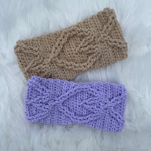 Cabled Heart Ponytail Ear Warmers Crochet Pattern