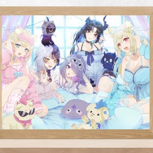 Hololive: Póster de arte mural de Vtuber para fiesta de pijamas de Adviento