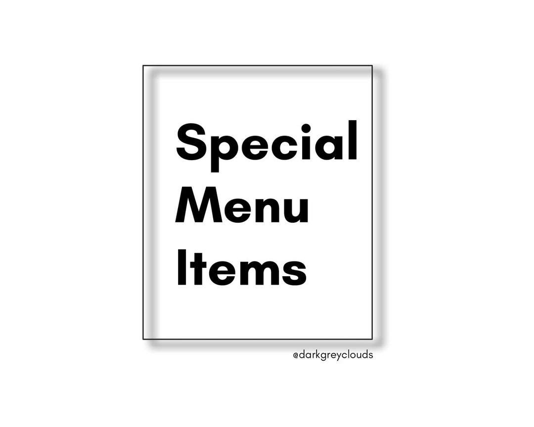 Special Menu Items Etsy