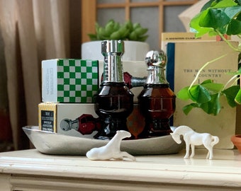 Avon 1970s Chess Piece Aftershave / Botellas llenas en caja original / Rook (Öland) & Pawn (Wild Country) / Decantador de vidrio ámbar para hombres / 3 fl oz