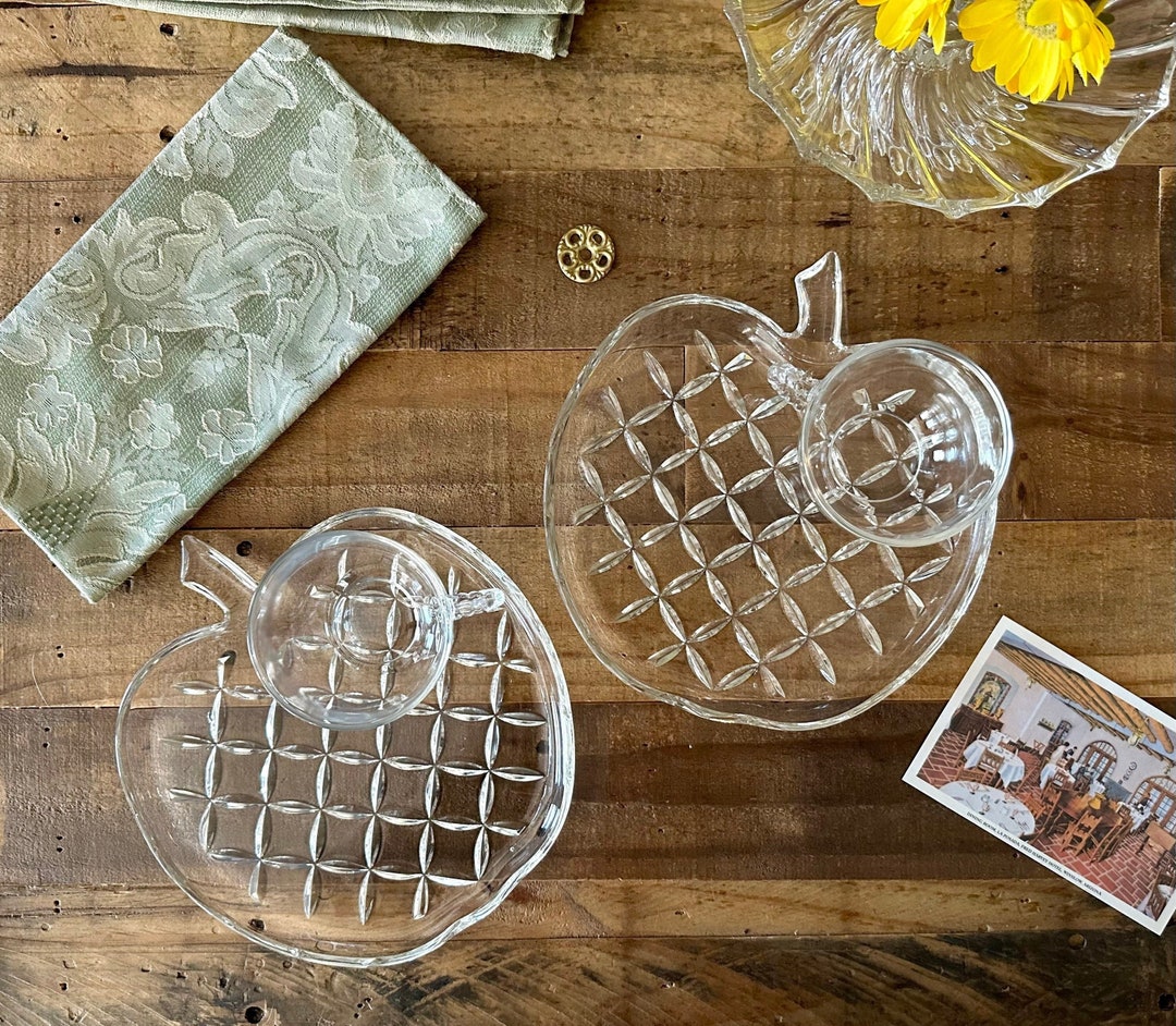 Apple Glass Snack Plates With Mug Set of 2 Etsy