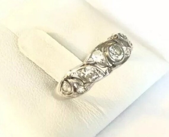 Art Nouveau Deco 14K Diamond Wide Half Eternity A… - image 7