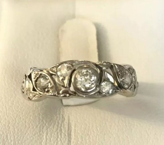 Art Nouveau Deco 14K Diamond Wide Half Eternity A… - image 5