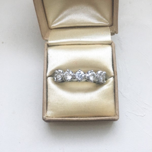 Reserved: Platinum Diamond Eternity Band Wedding Anniversary 4mm 3ctw Art Nouveau Art Deco 1930s size 6 original box crown setting