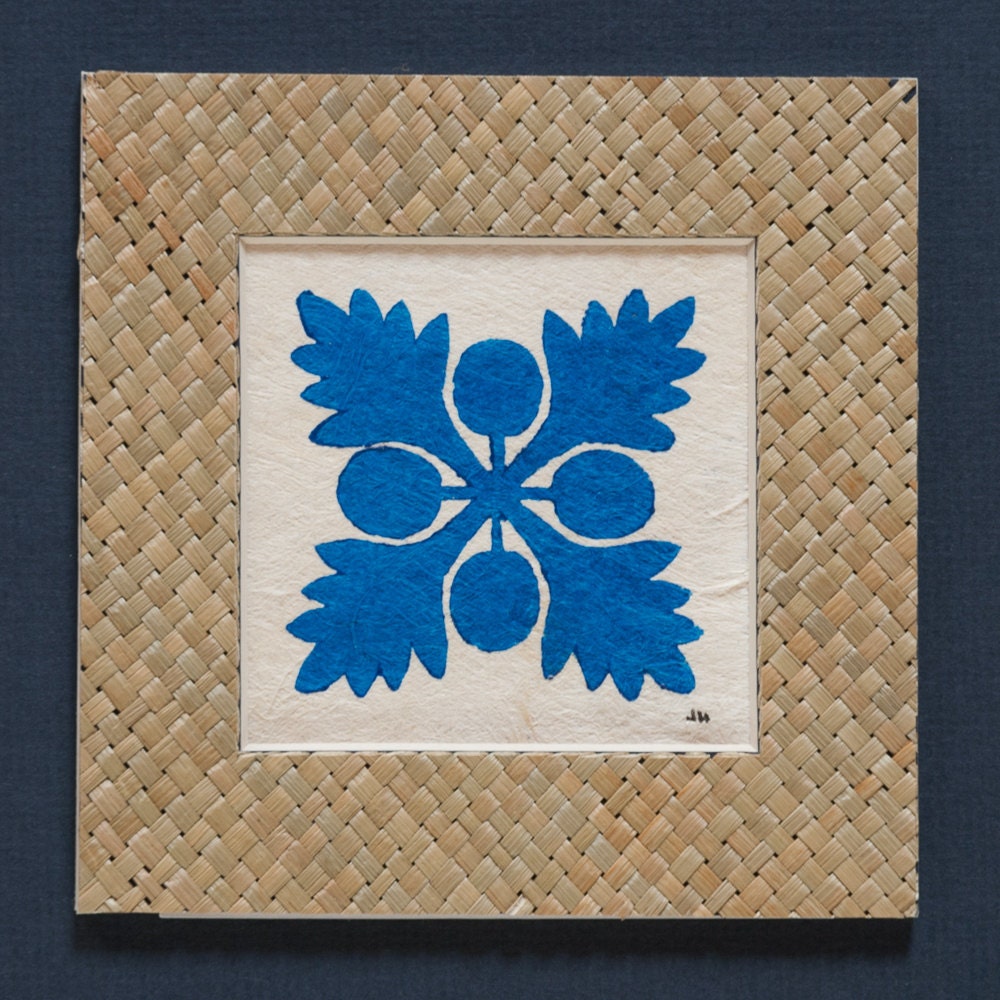 Bread Fruit - Handmade Hawaiian Quilt Art on Tapa Cloth