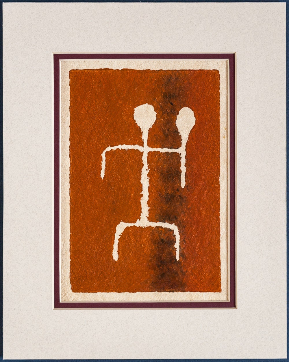 Simple Paddler - Handmade Hawaiian Petroglyph Art on Tapa Cloth – Signed & Ready to Frame