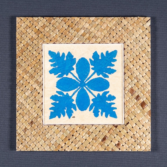 Papaya Hawaiian Quilt Design on Tapa Cloth Original Etsy