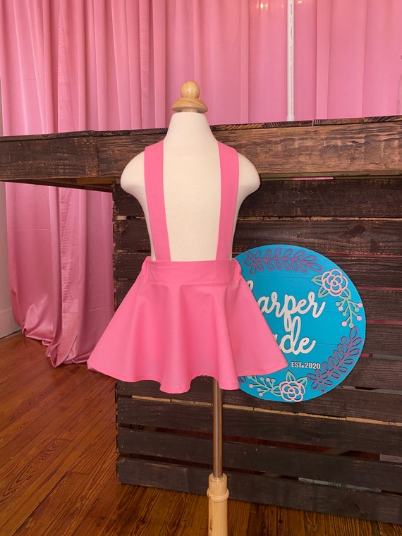 Pink Girls Suspender Skirt - Etsy