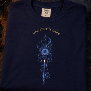 Celestial Key T-Shirt, Mystical Key Graphic Tee, Witchy Occult Shirt, Esoteric Symbol