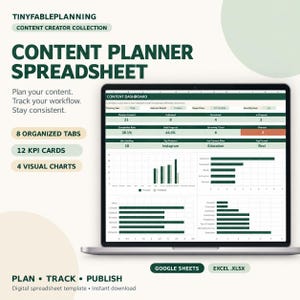 Foglio di calcolo per la pianificazione dei contenuti / Calendario dei contenuti per i social media per Fogli Google ed Excel