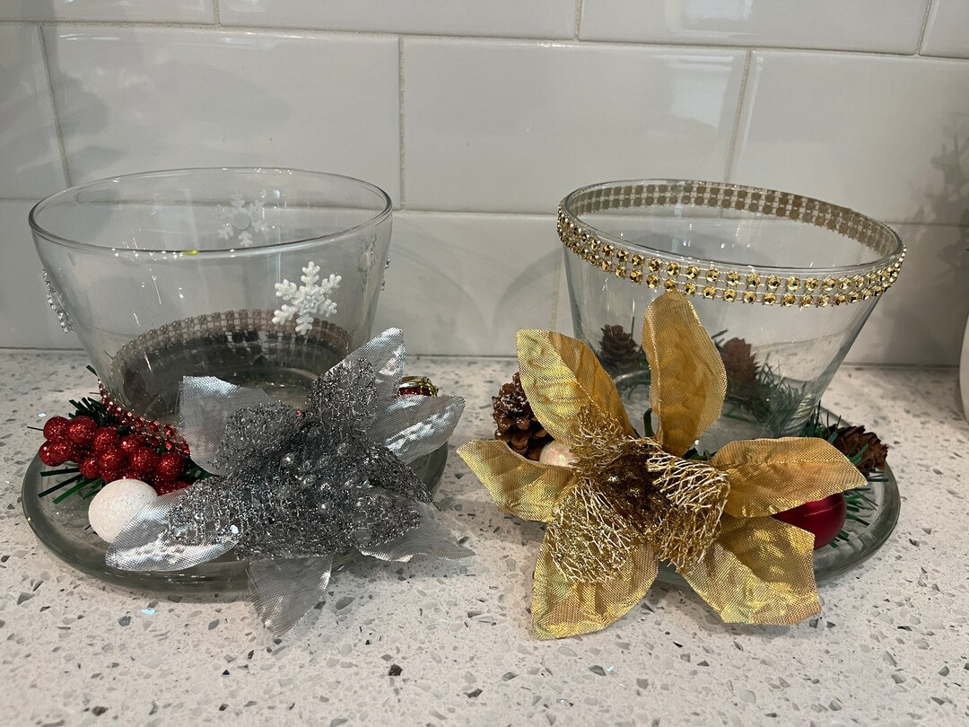 Glass Candle Holder / Candy Dish Etsy