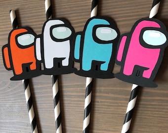 Among Us Inspired Paper Straws  Among Us Party Favors