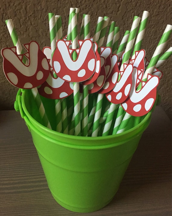 Piranha Plant Paper Straws Super Mario Bros Inspired Party 