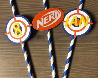 Nerf Inspired Party Straws  Nerf Paper Straws  Nerf Birthday Party