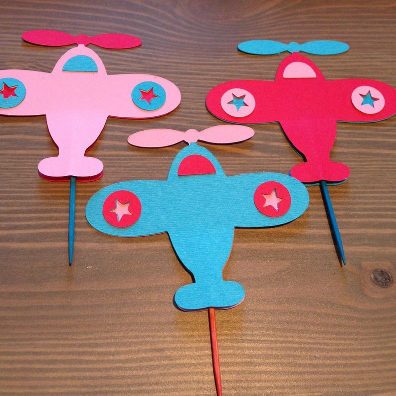 Airplane Cupcake and Treat Toppers. Airplane Birthday Party. Etsy