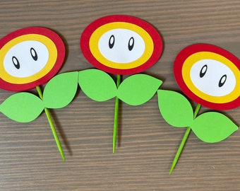Fire Flower Treat Toppers  Super Mario Party Treat Toppers