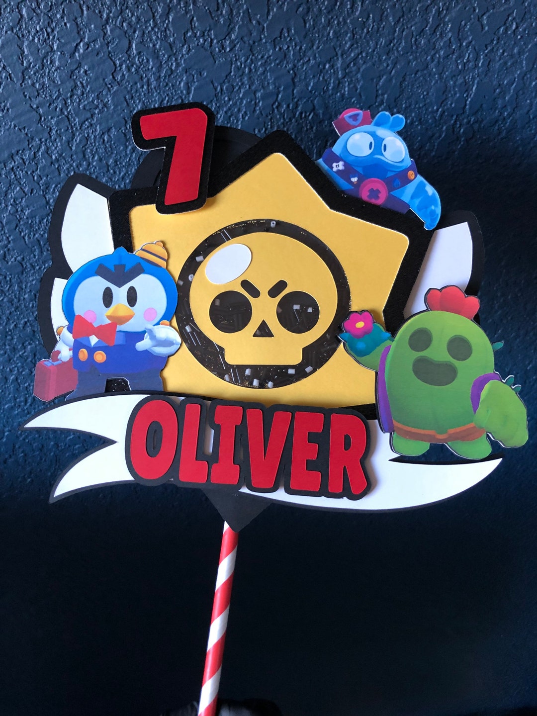 Brawl Stars Inspired Shaker Slider Style Cake Topper Brawl Stars Party ...