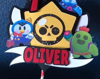 Brawl Stars Inspired Shaker Slider Style Cake Topper   Brawl Stars Party