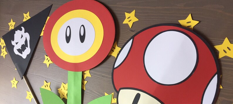 Super Mario Bros Inspired Centerpiece Sticks Mario Birthday Party