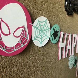 Spider-Gwen Party Banner   Into the Spider-Verse Party Decorations   Ghost Spider