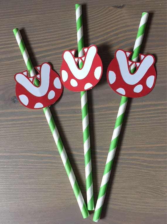 Piranha Plant Paper Straws Super Mario Bros Inspired Party 