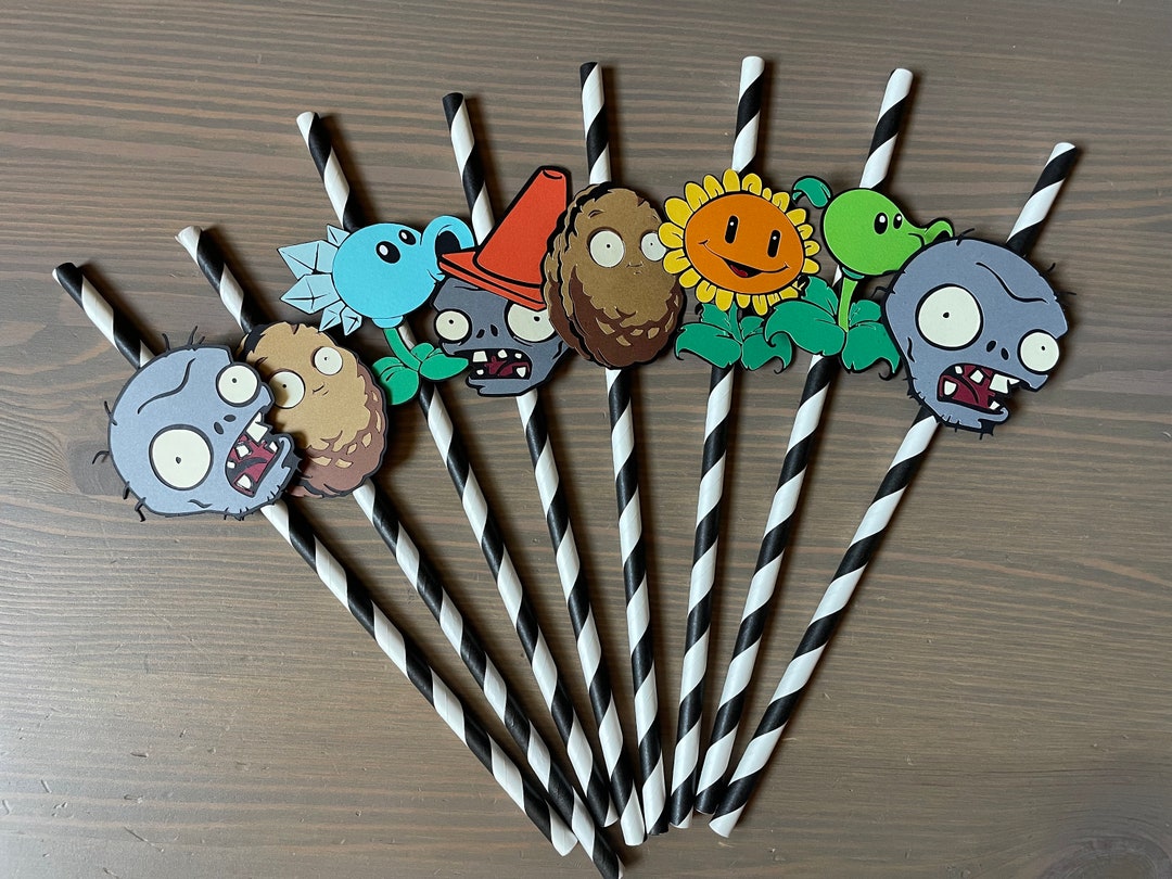 Plants Vs Zombies Inspired Paper Straws PVZ Party Etsy