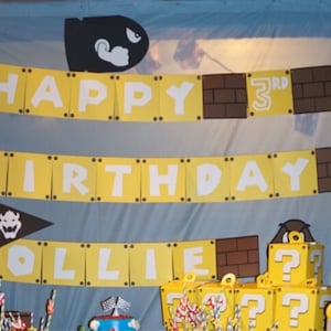 Super Mario Inspired Banner  Mario Birthday Party Banner  Coin Block Banner