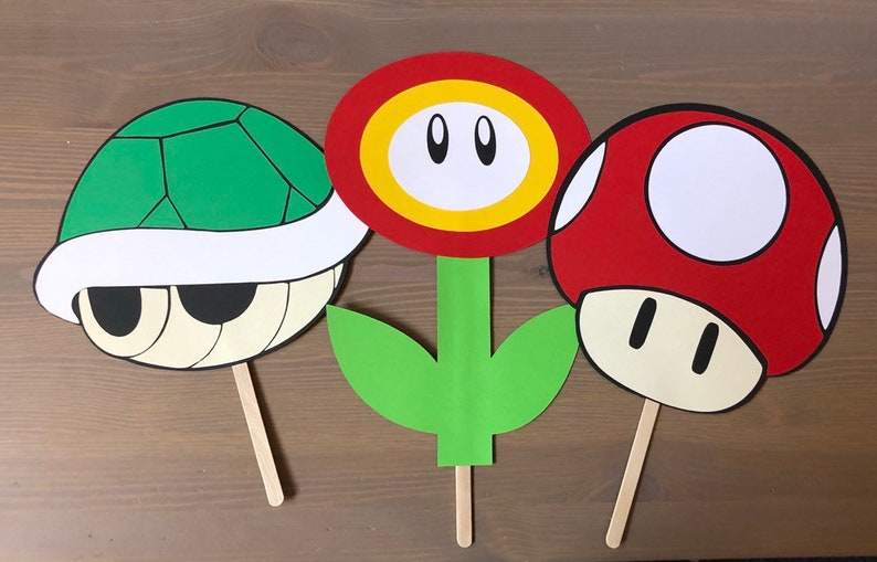 Super Mario Bros Inspired Centerpiece Sticks Mario Birthday Party