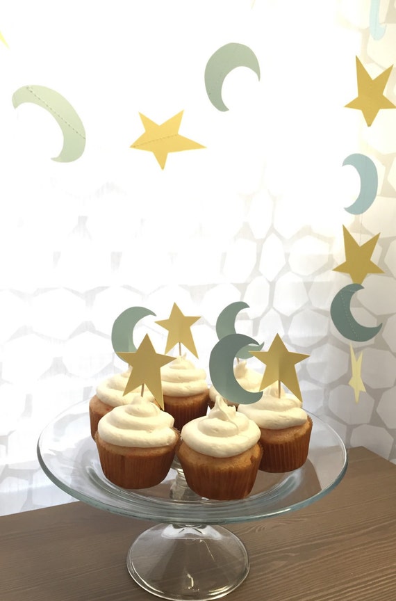 Stars and Moons Cupcake and Treat Toppers Celestial Party