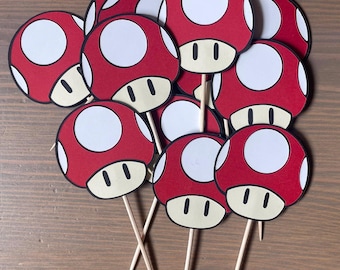 Super Mushroom Treat Toppers  Super Mario Party Treat Toppers