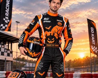 Tuta da gara di go-kart personalizzata per Halloween – Omologata CIK FIA Livello 2, in tessuto CORDURA (con guanti e passamontagna)
