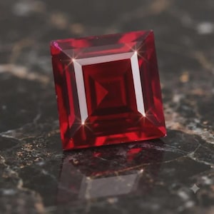 Intensivt blodröd rubin 10-12 ct prinsesslipad naturlig certifierad lös ädelsten
