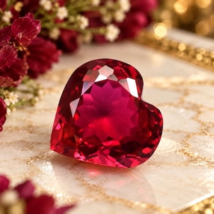 Vivid Red Ruby 22-23 Ct Natural Heart Cut Certified Loose Gemstone 15x17x10mm