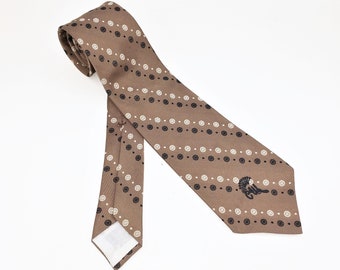 1970s COUNTESS MARA Tie Men's Vintage Wide Light Brown Necktie with woven geometric designs by Countess Mara New York