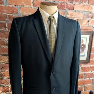 1960s Black Blazer Jacket | JFK Era Sport Coat | Narrow Peak Lapels | Mad Men Mod | Vintage Eagle Clothes Kansas City - Size 42 (LARGE) image 6