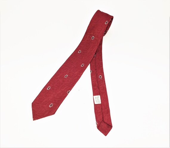 1950s-60s Skinny Red Paisley Tie Mad Men Era Mid … - image 4