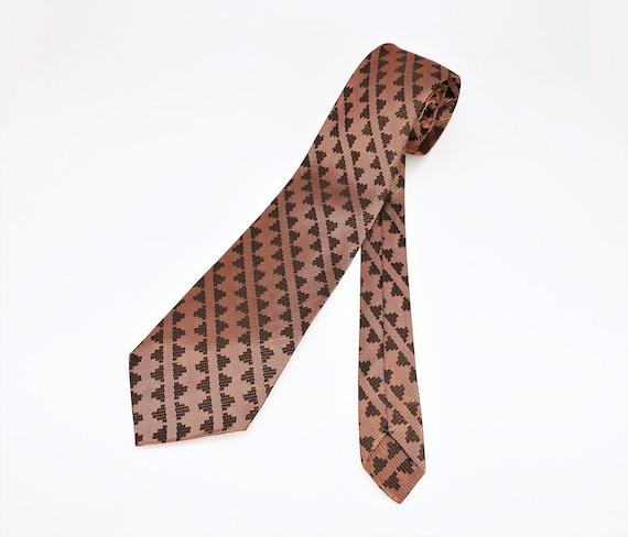 1960s MOD Copper Orange Tie Mad Men Era Mid Centu… - image 5