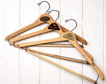 Lot of 3 1950s-60s Vintage Wood Hangers Mad Men Era Advertising