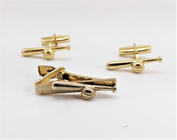 1950s-60s Vintage Baseball Bat and Ball Cufflinks… - image 5