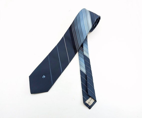 1970s PIERRE CARDIN Tie Men's Vintage Blue Stripe… - image 1