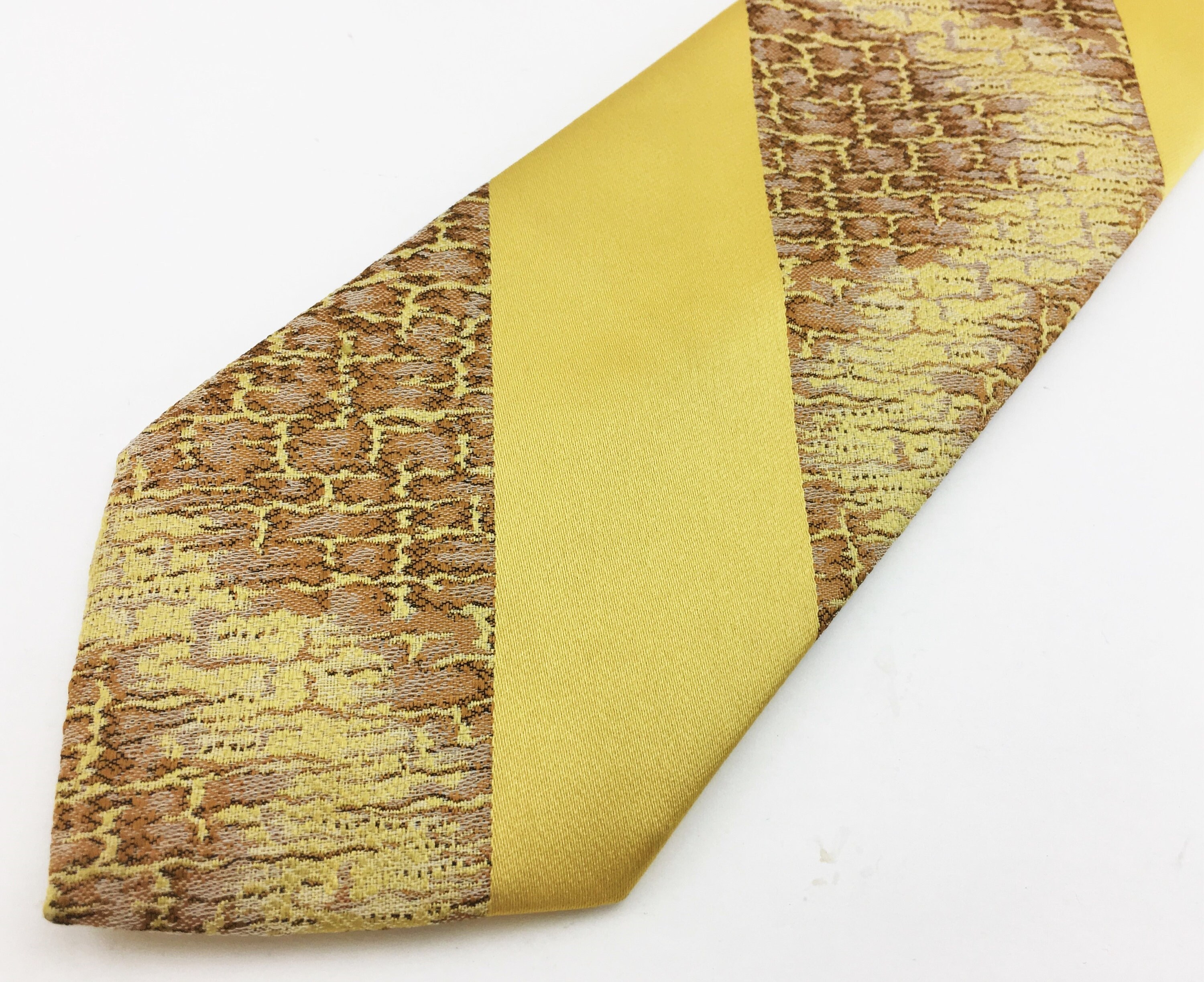 1970s Wide Alligator Tie Men's Vintage Disco Era Yellow | Etsy