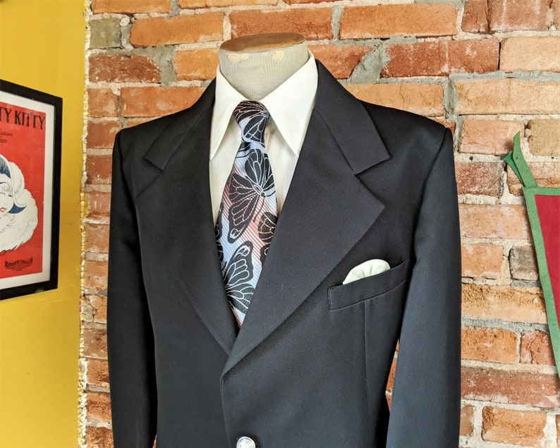 1970s Black Knit Polyester Suit Jacket Men's Vintage Disco | Etsy