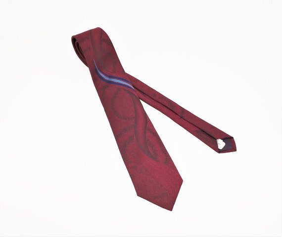 1980s Vintage Red Skinny Necktie Narrow Men's Vin… - image 2