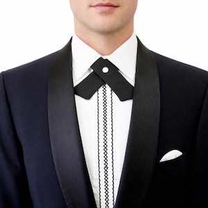 Vintage Herren Continental Fliege Schwarz Crossover Perle Snap Mid Century Western Rockabilly Bowtie Hochzeit Bräutigam