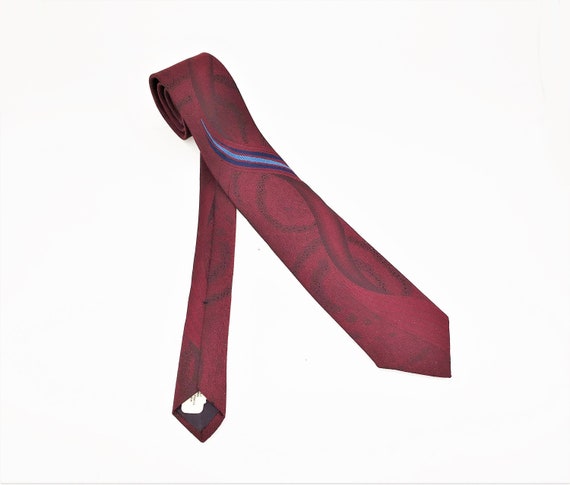 1980s Vintage Red Skinny Necktie Narrow Men's Vin… - image 1