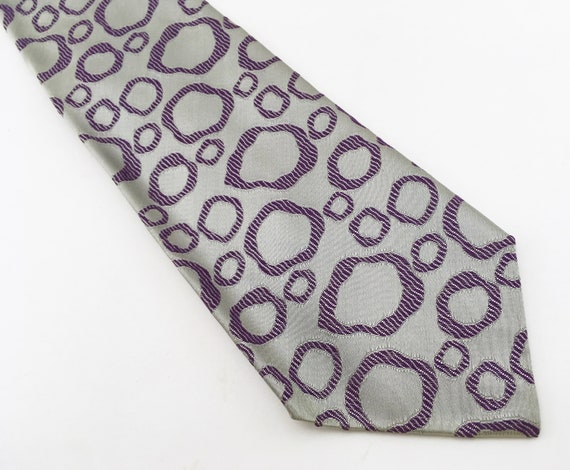 1970s Wide Silver & Purple Abstract Tie Men's Vin… - image 2