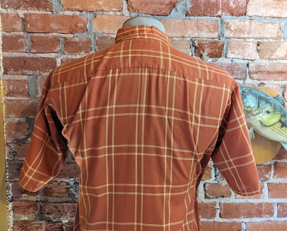 1960s Plaid Men's Shirt Vintage Short Sleeve Butt… - image 8